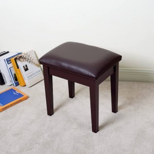 Oak 09 : Ghế Đôn Gỗ Sồi Mặt Nệm - Da Pu Đen
